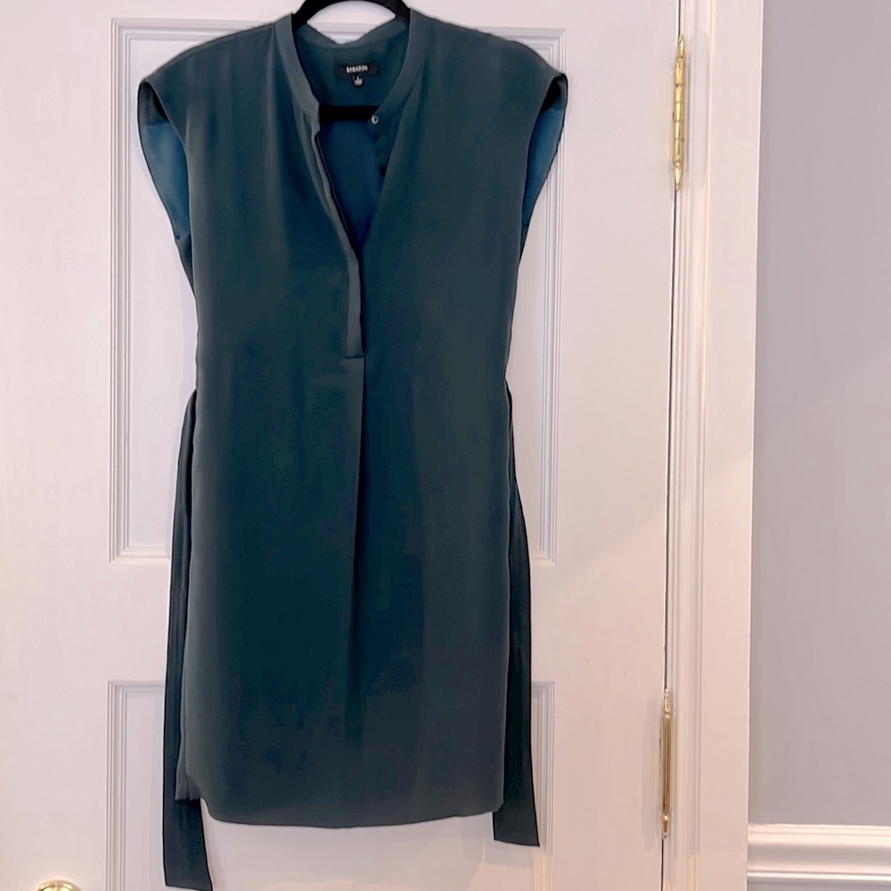 Green teal Aritzia babaton shirt tie dress